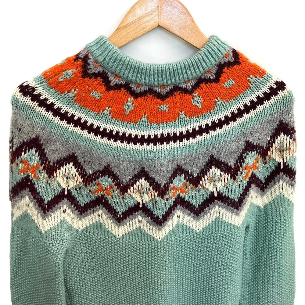 J Crew | Zigzag Fair Isle sweater | Lambswool Blend | knit | Pullover